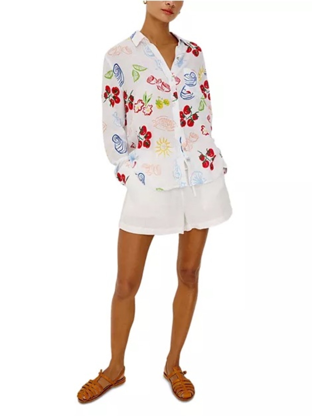 NWT Rails x Giadzy Charli Linen Shirt White Antipasti Novelty Print Size L
